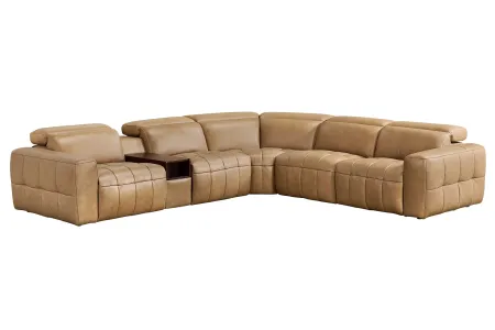 Owen 6-Piece Leather Dual Power Reclining Sectional with 2 Armless Recliners