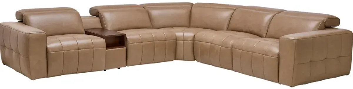 Owen 6-Piece Leather Dual Power Reclining Sectional with 2 Recliners