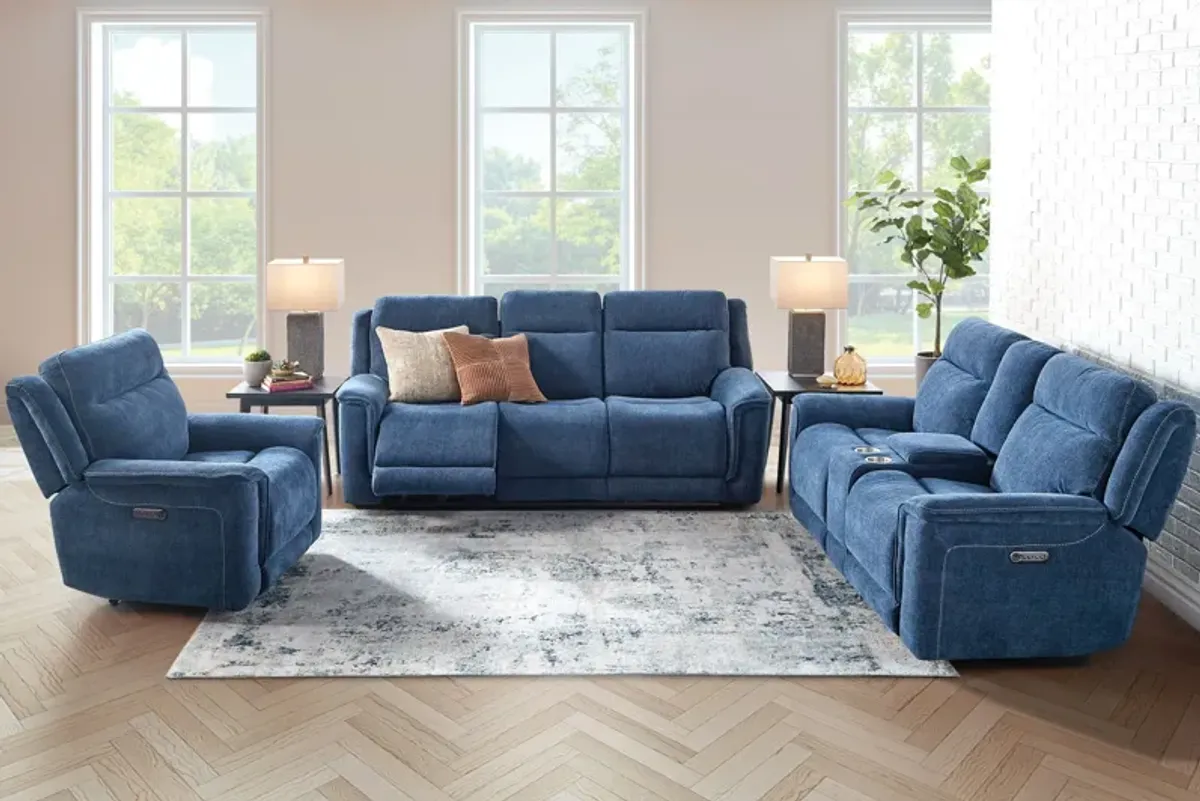 Bristol Blue Dual Power Reclining Sofa