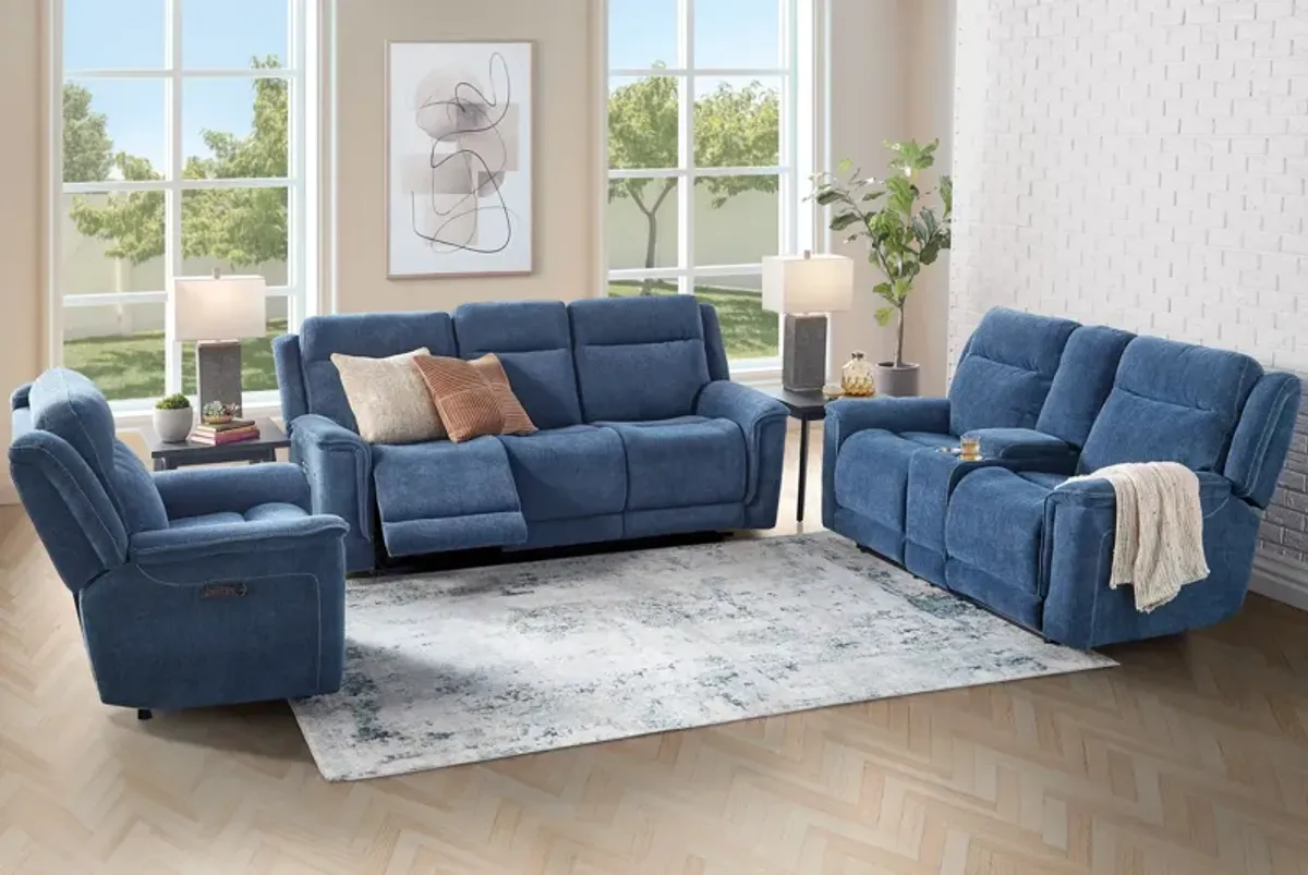 Bristol Blue Dual Power Reclining Sofa