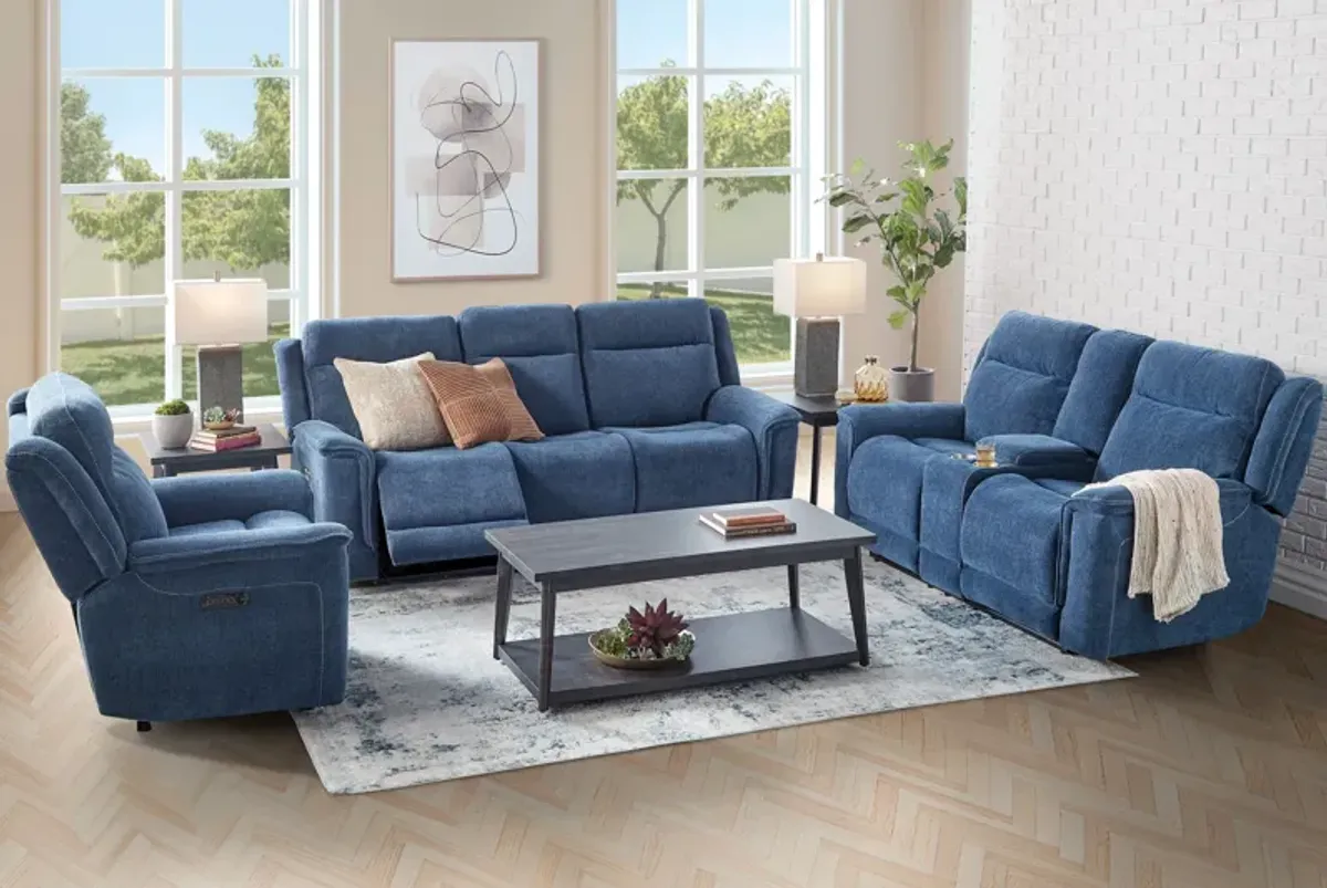 Bristol Blue Dual Power Reclining Sofa