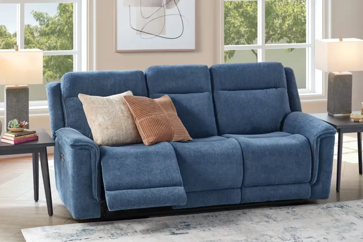 Bristol Blue Dual Power Reclining Sofa