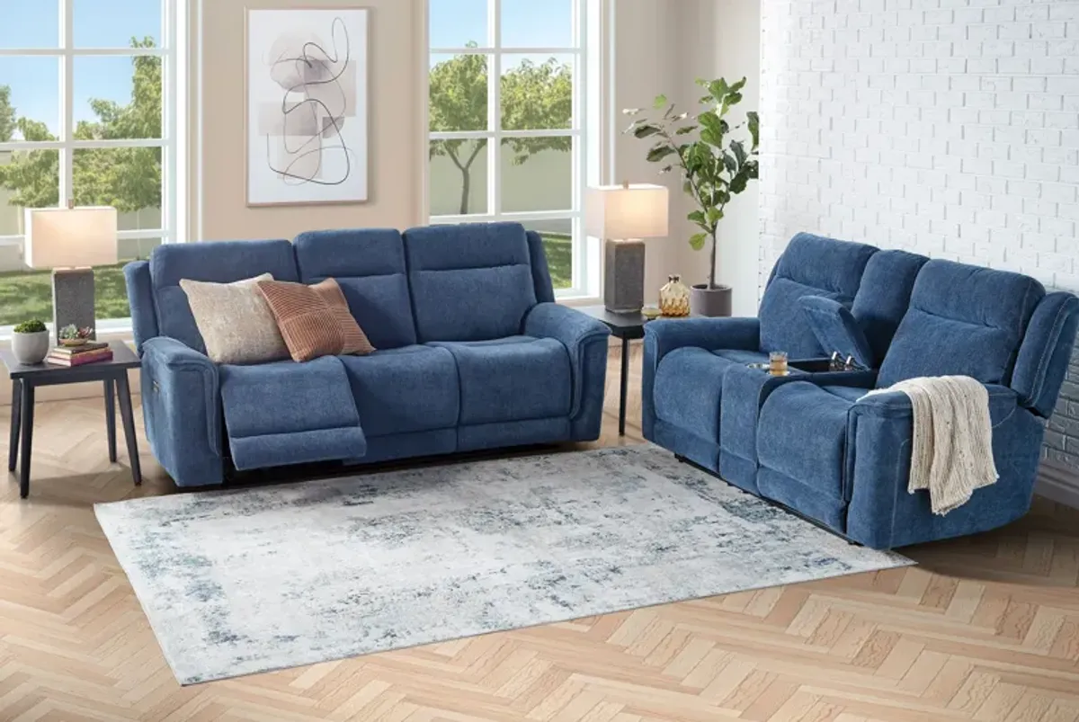 Bristol Blue Dual Power Reclining Sofa