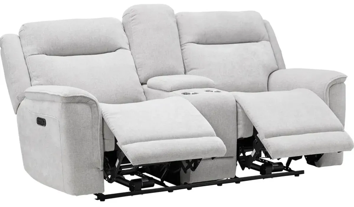 Bristol Grey Dual Power Reclining Console Loveseat