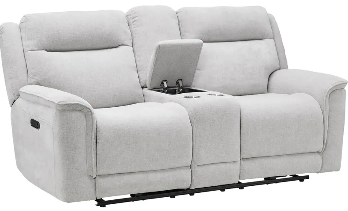 Bristol Grey Dual Power Reclining Console Loveseat