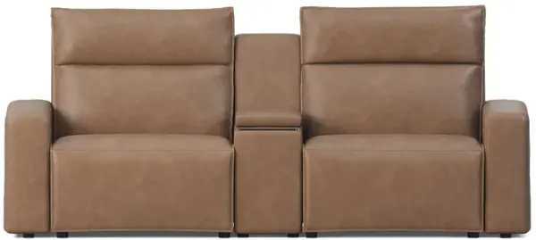 ModularTwo Brown Dual Power Reclining Console Loveseat