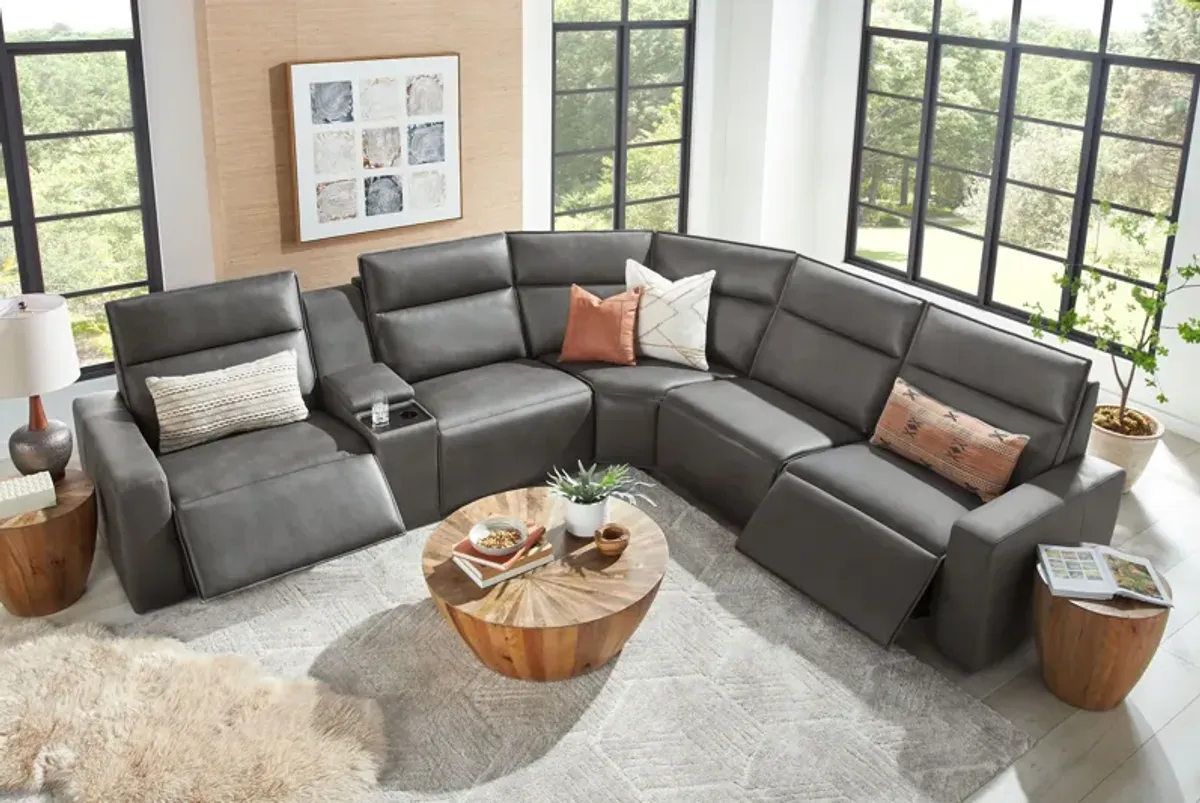 ModularTwo Grey 6-Piece Dual Power Reclining Sectional