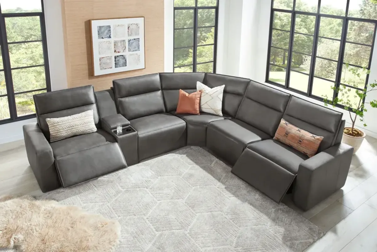 ModularTwo Grey 6-Piece Dual Power Reclining Sectional