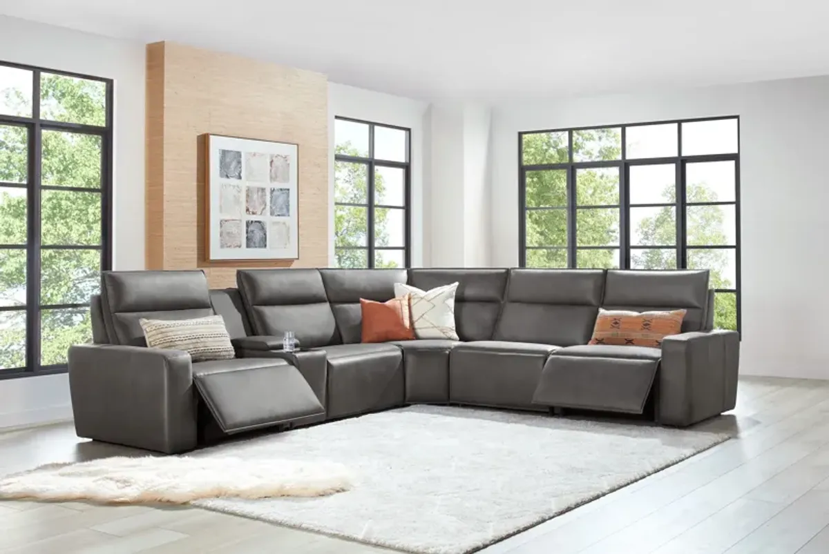 ModularTwo Grey 6-Piece Dual Power Reclining Sectional