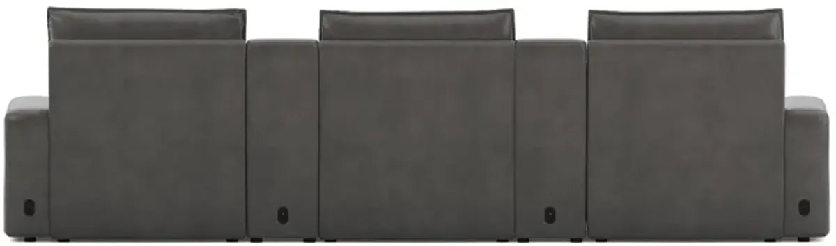 ModularTwo Grey 5-Piece Dual Power Reclining Chaise Sectional with Armless Recliner