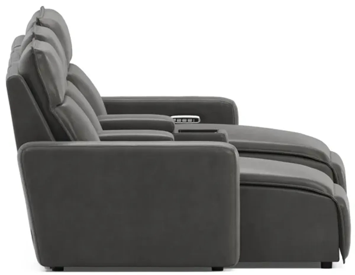 ModularTwo Grey 5-Piece Dual Power Reclining Chaise Sectional with Armless Recliner