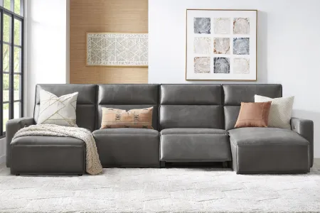 ModularTwo Grey 4-Piece Dual Chaise Sectional