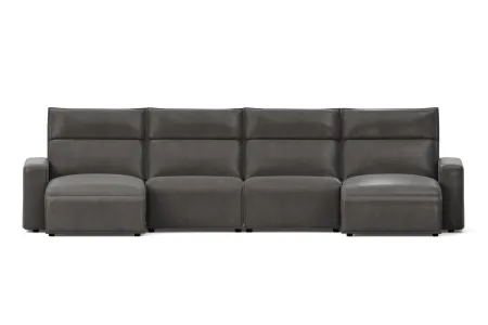 ModularTwo Grey 4-Piece Dual Chaise Sectional