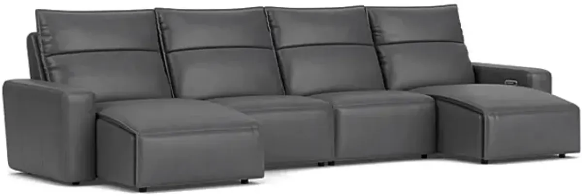 ModularTwo Grey 4-Piece Dual Chaise Sectional