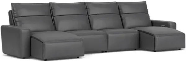 ModularTwo Grey 4-Piece Dual Chaise Sectional