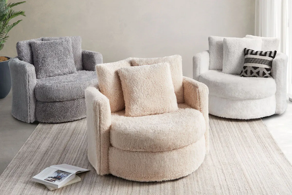 Bambi Grey Swivel Pod Chair