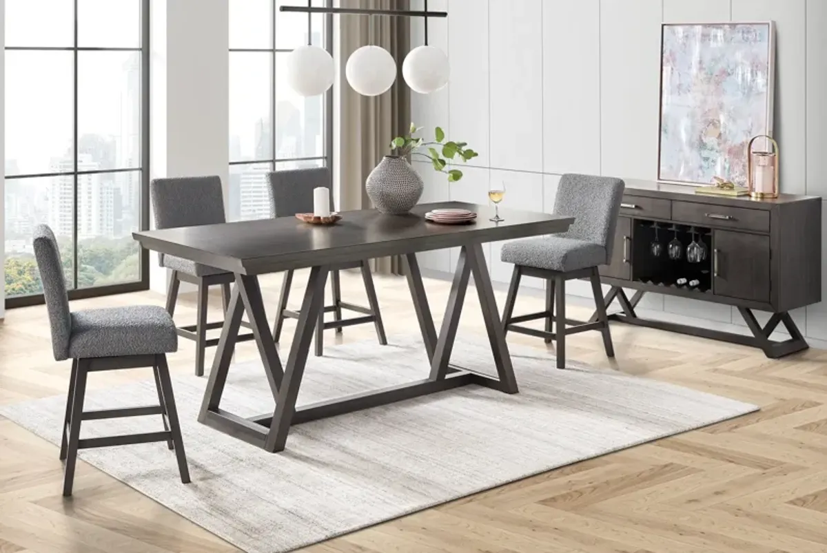 Emmy Counter Table + 4 Swivel Grey Stools