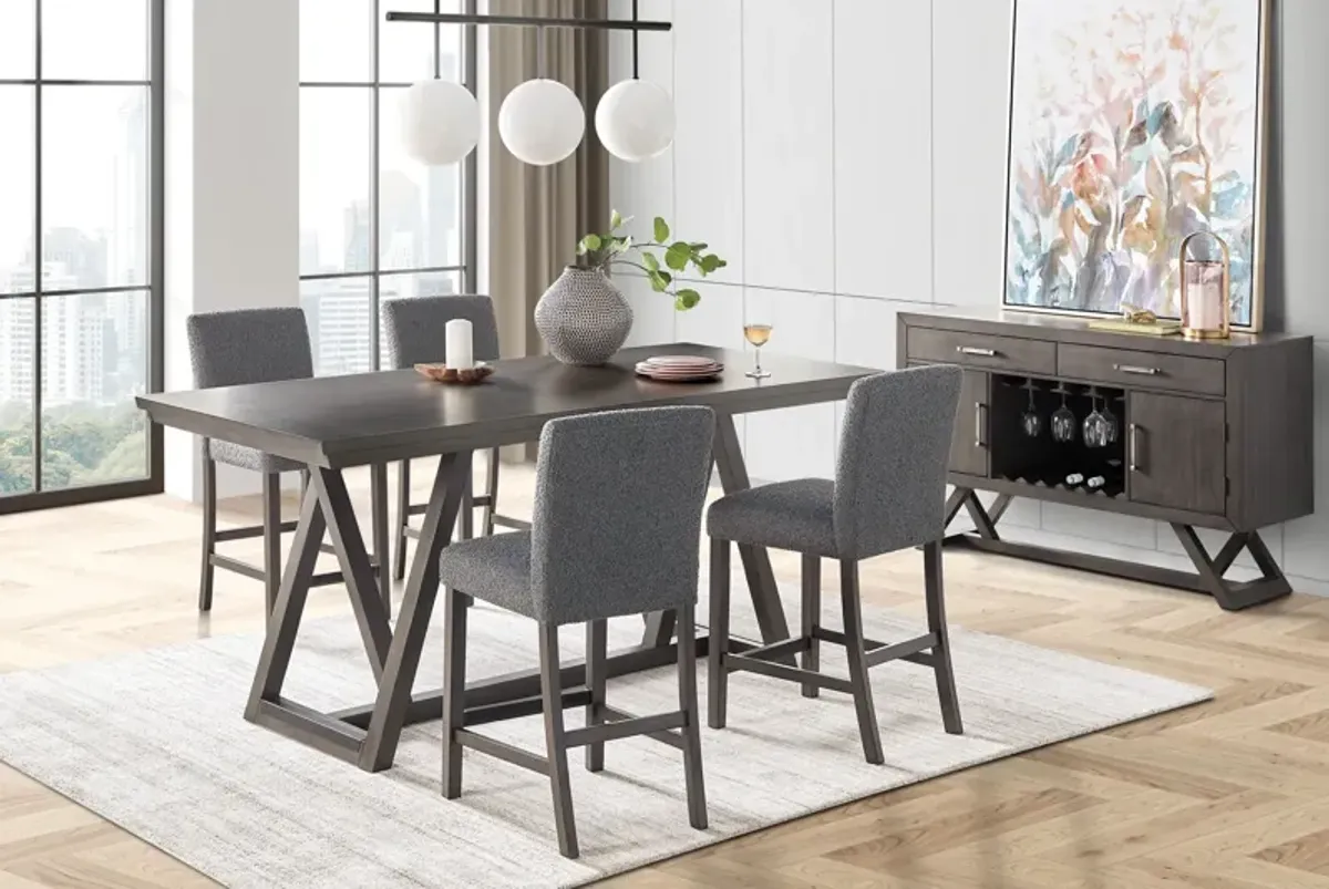 Emmy Counter Table + 4 Counter Grey Stools