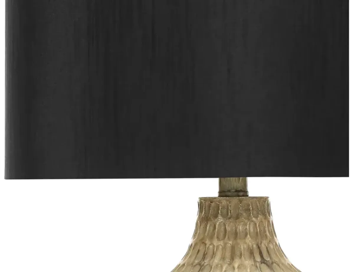 Brown Resin Table Lamp with Black Shade