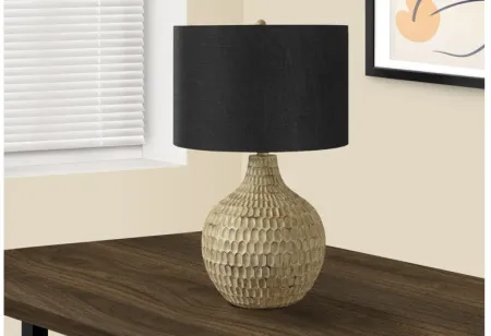 Brown Resin Table Lamp with Black Shade