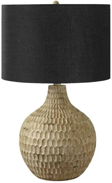 Brown Resin Table Lamp with Black Shade