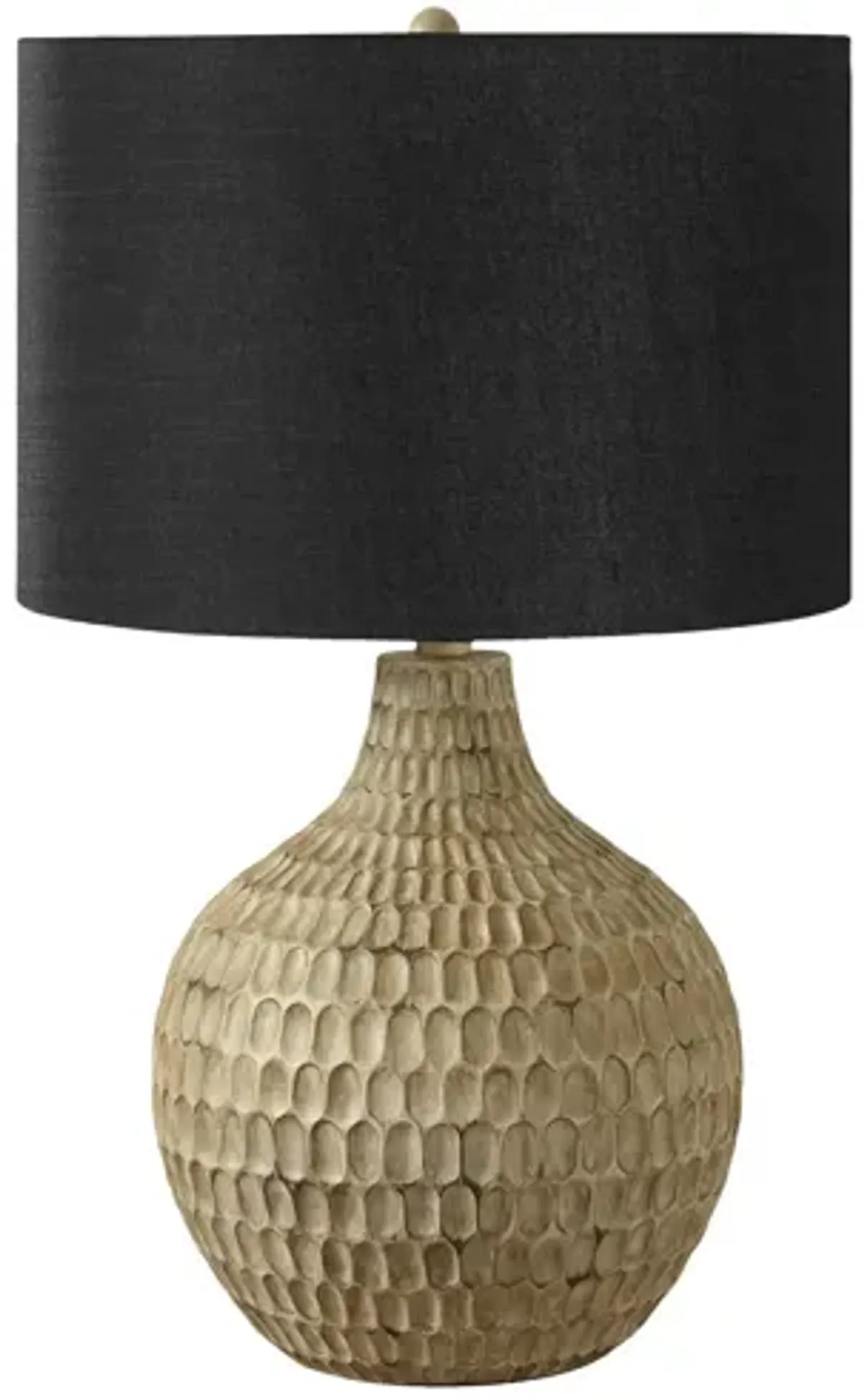 Brown Resin Table Lamp with Black Shade