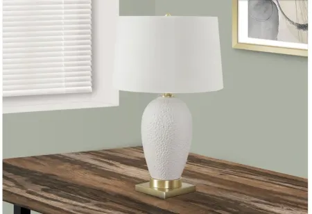 White Ceramic Table Lamp with Gold Base