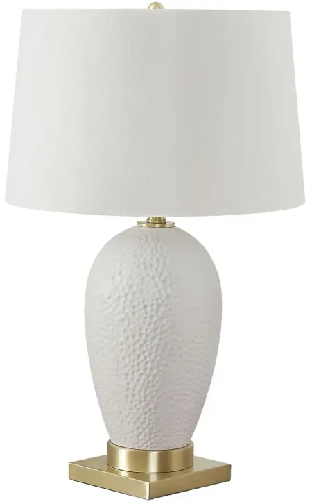 White Ceramic Table Lamp with Gold Base
