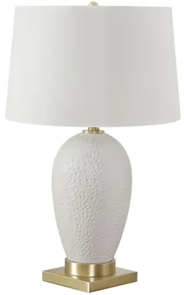 White Ceramic Table Lamp with Gold Base