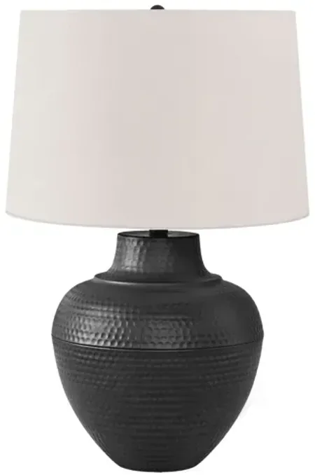 Black Metal Table Lamp with Ivory Shade