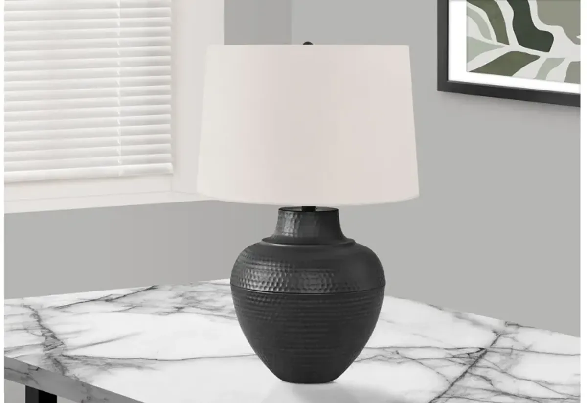 Black Metal Table Lamp with Ivory Shade