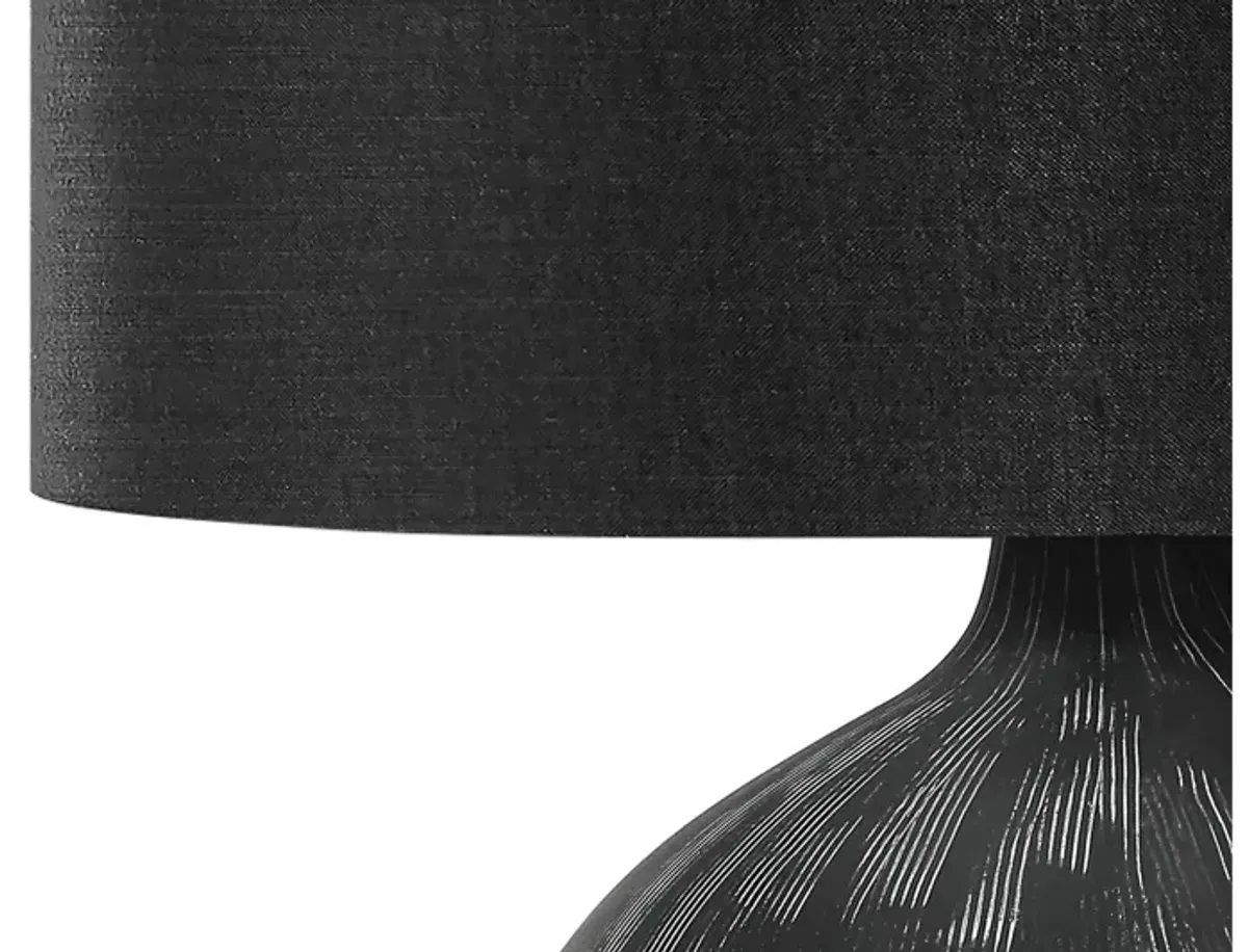 Black Textured Ceramic Table Lamp with Black Shade