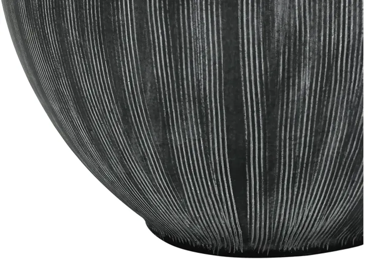 Black Textured Ceramic Table Lamp with Black Shade