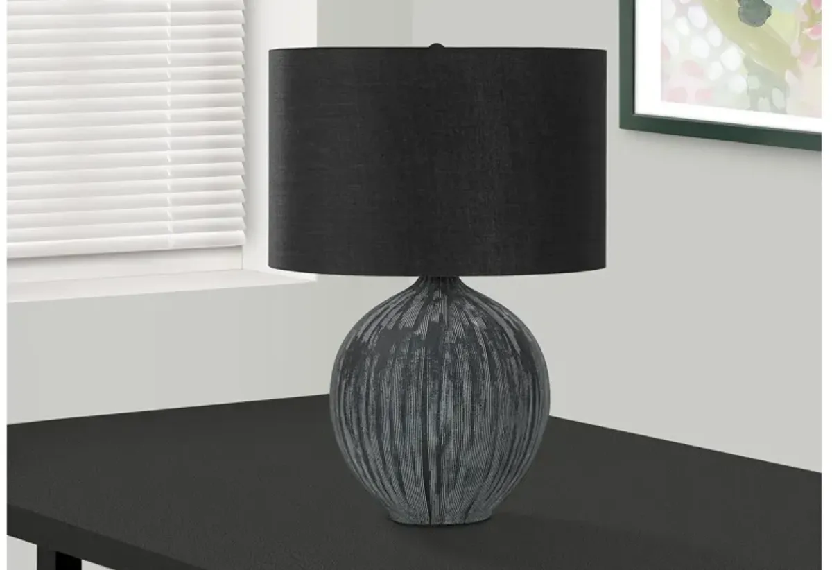 Black Textured Ceramic Table Lamp with Black Shade