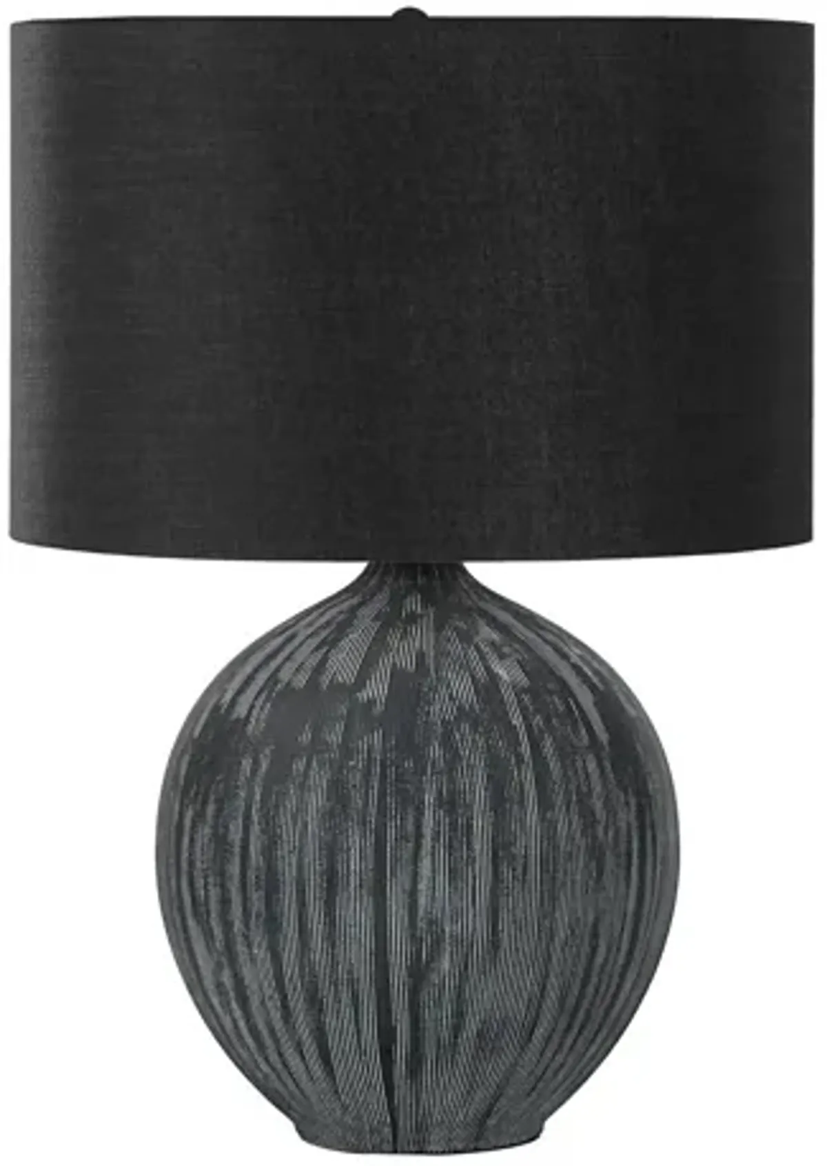 Black Textured Ceramic Table Lamp with Black Shade