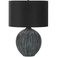 Black Textured Ceramic Table Lamp with Black Shade