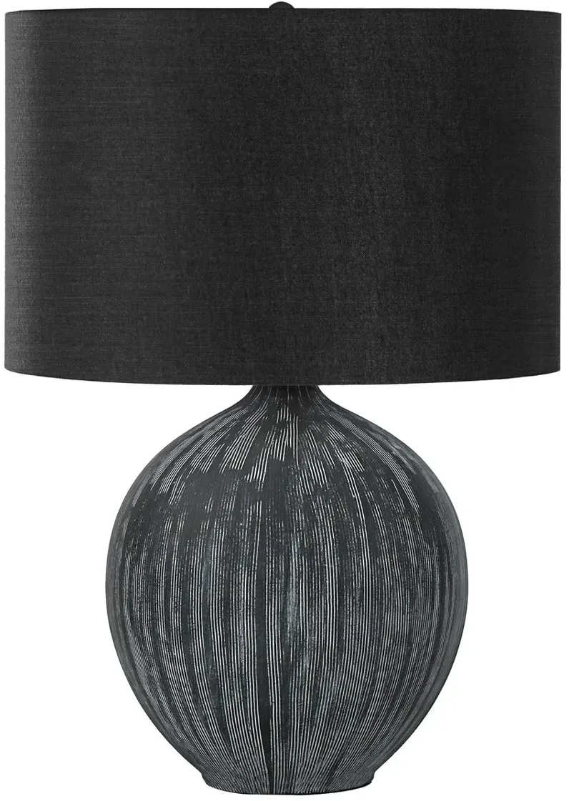 Black Textured Ceramic Table Lamp with Black Shade