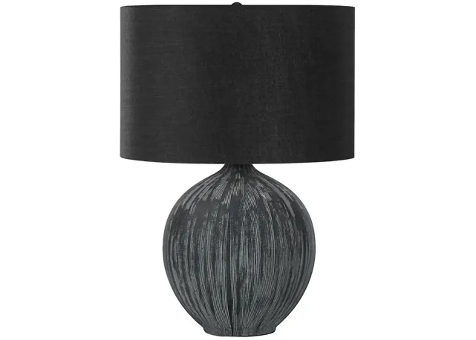 Black Textured Ceramic Table Lamp with Black Shade