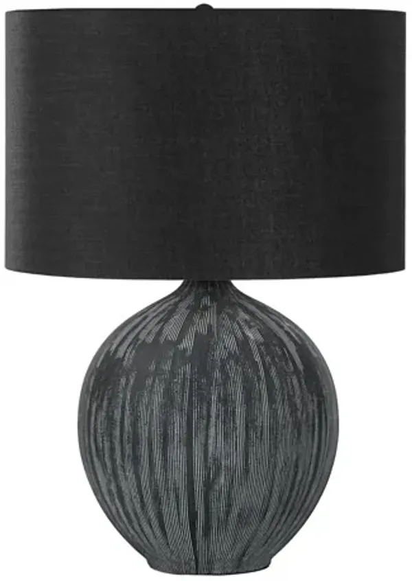 Black Textured Ceramic Table Lamp with Black Shade