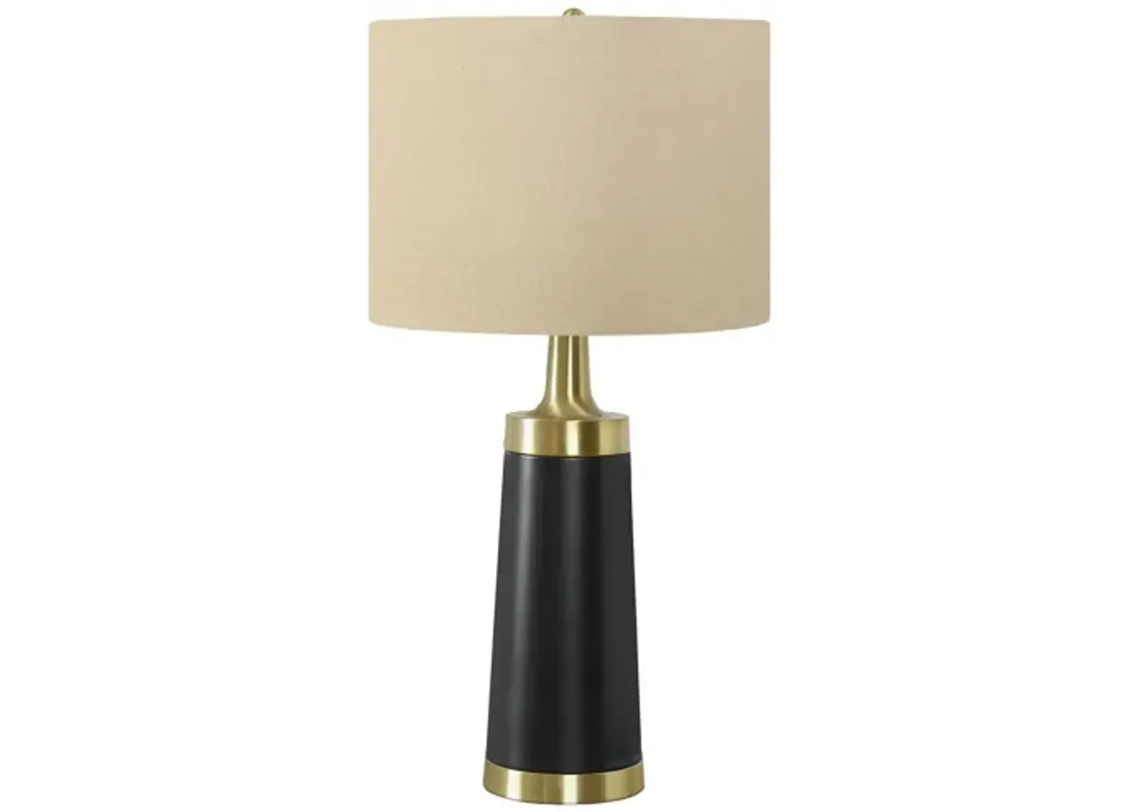 Black Metal & Gold Table Lamp with Beige Shade