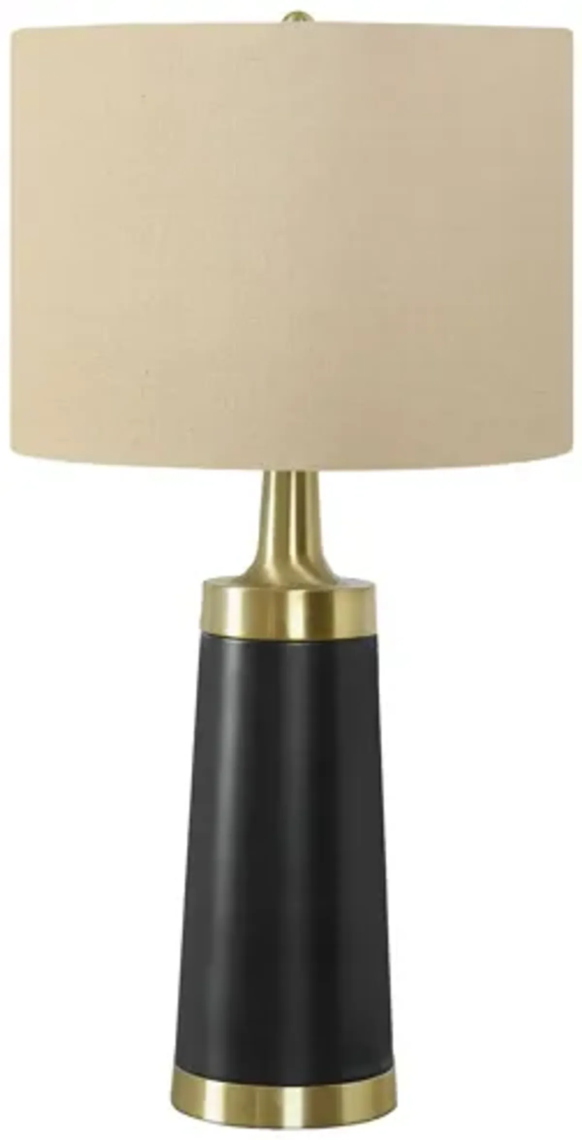 Black Metal & Gold Table Lamp with Beige Shade