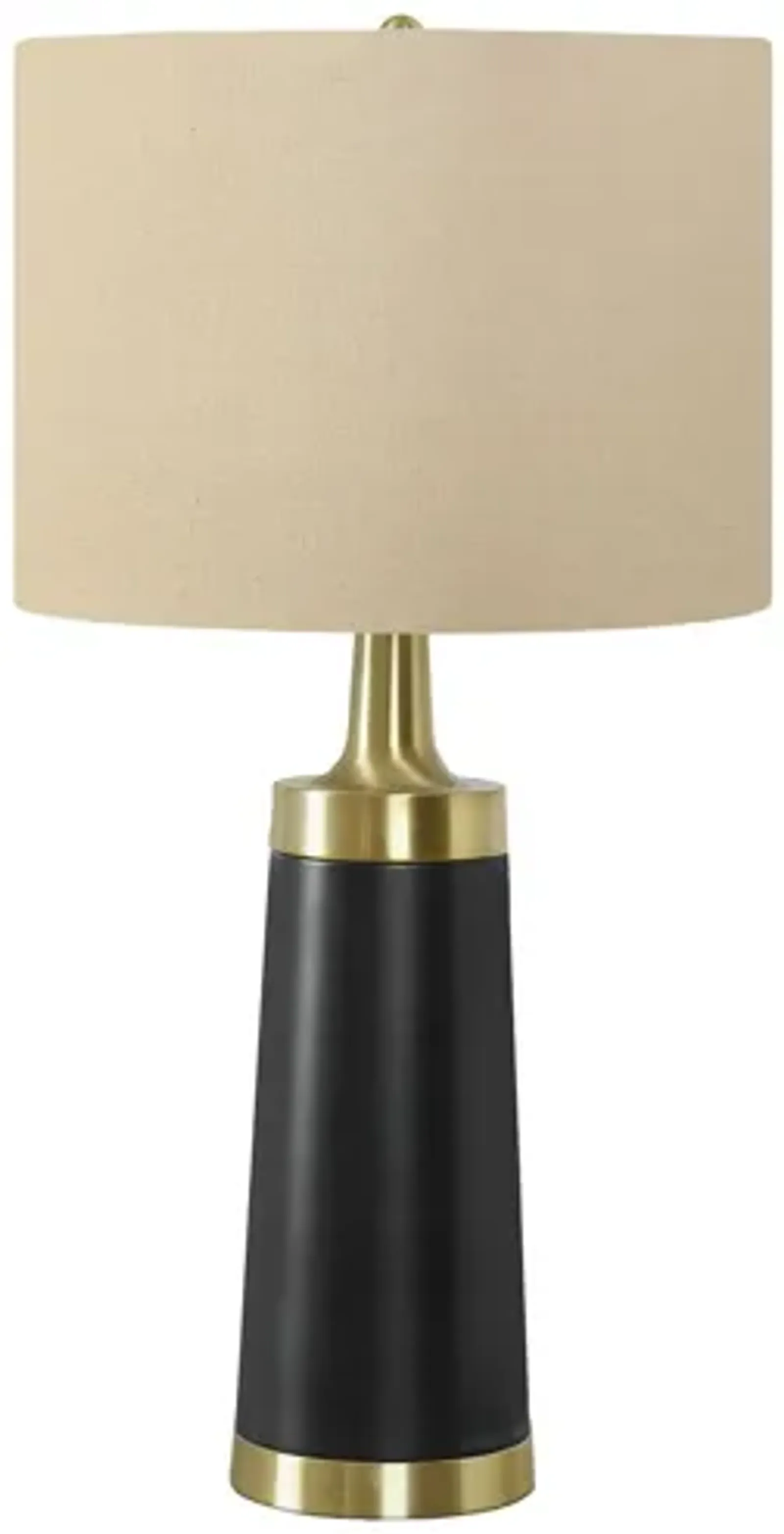 Black Metal & Gold Table Lamp with Beige Shade