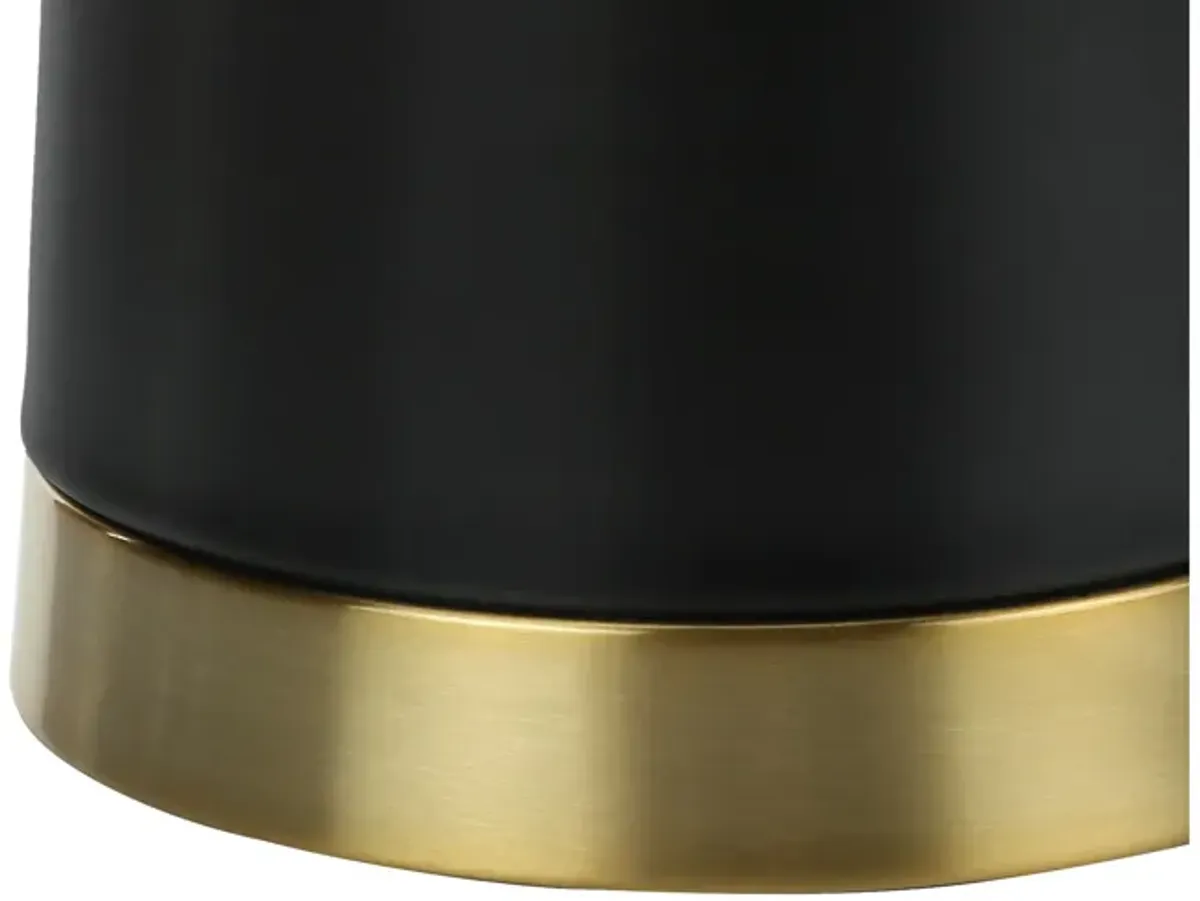 Black Metal & Gold Table Lamp with Beige Shade