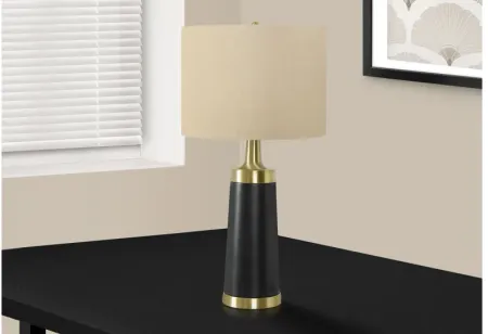 Black Metal & Gold Table Lamp with Beige Shade