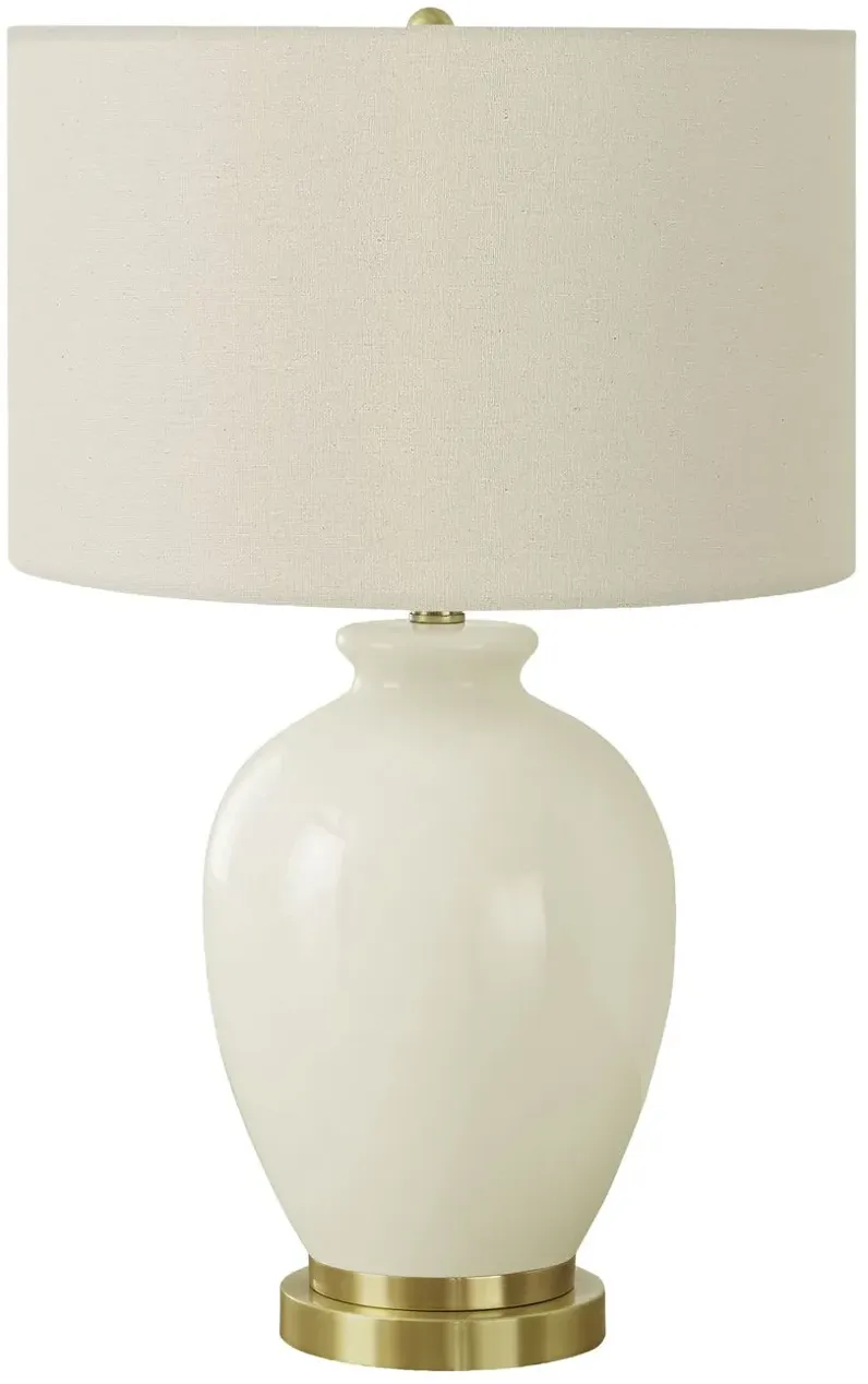 Ceramic Cream Table Lamp with Gold Base