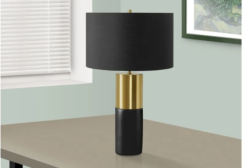Black & Gold Concrete Table Lamp with Black Shade