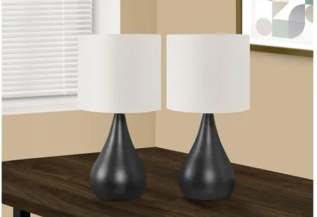 Set of 2 Black Metal Table Lamps