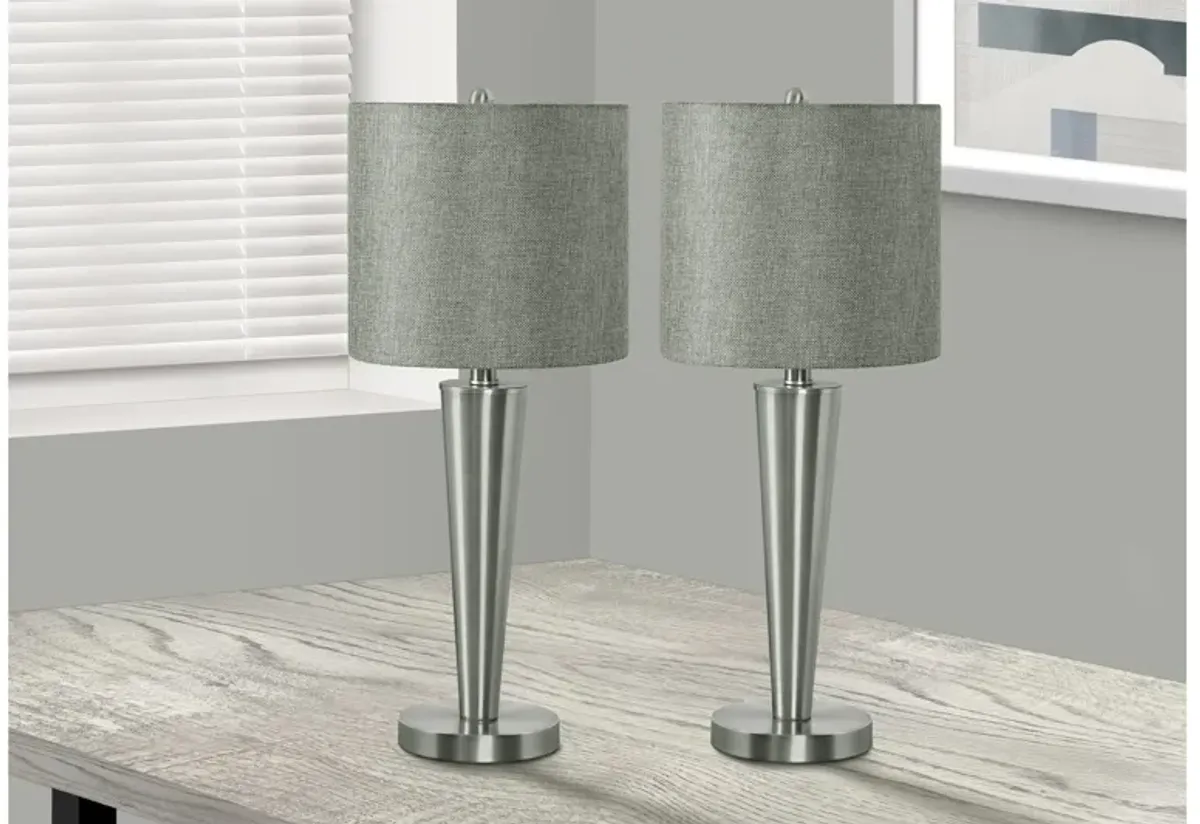 Set of 2 Tapered Nickel Table Lamps