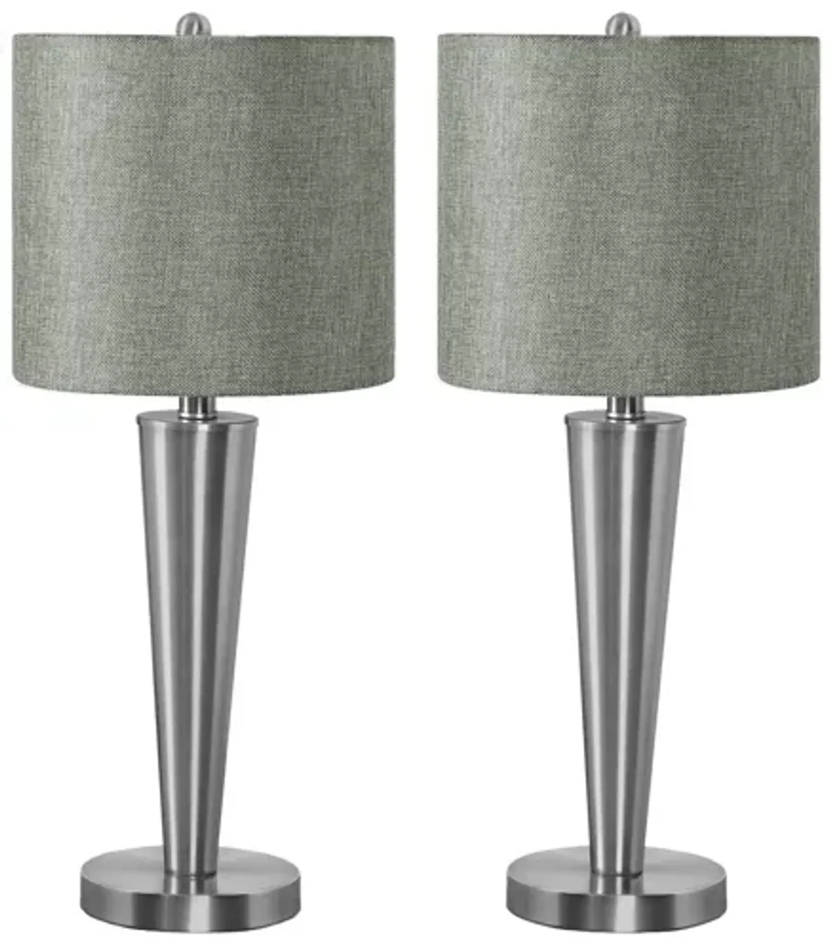 Set of 2 Tapered Nickel Table Lamps