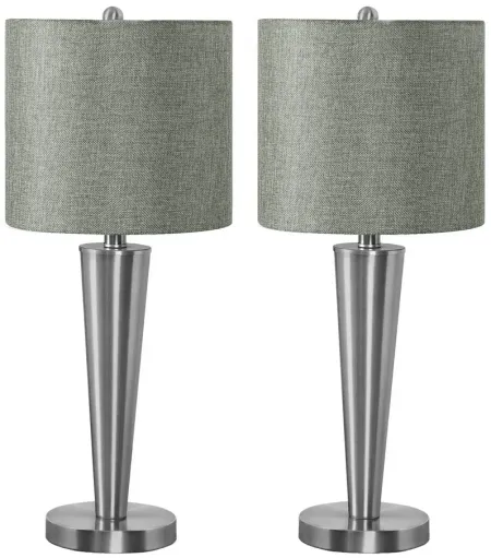 Set of 2 Tapered Nickel Table Lamps